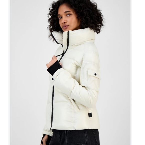 S13 White Kylie Hooded Duck Down Puffer Jacket Size L - Picture 5 of 10